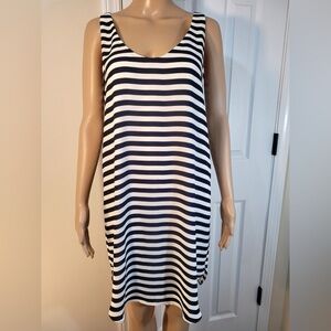 LOFT Monochrome Striped Dress (LARGE)